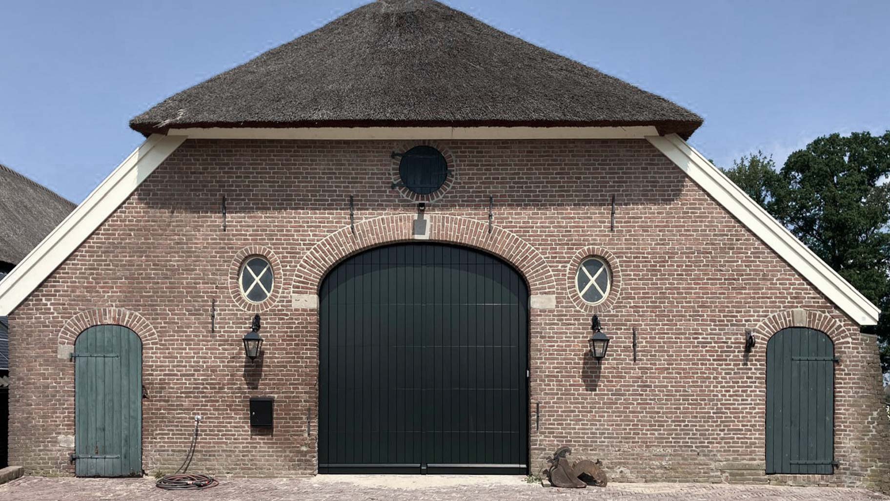Garage door at an old farmhouse